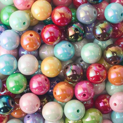 Beads for Pens 16mm 100pcs Acrylic Rainbow Color Bubblegum for DIY Jewelry Making Craft Supplies in Kuwait