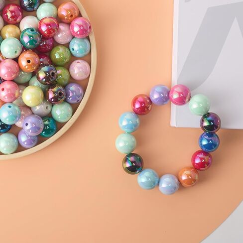 Beads for Pens 16mm 100pcs Acrylic Rainbow Color Bubblegum for DIY Jewelry Making Craft Supplies in Kuwait