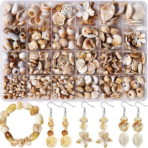 590+Pcs Ocean Beads for Bracelets Making Kit, Imitation Boho Ocean Beach Shell Bead Charms Starfish Beads Summer Sea Dangle Pendant for Jewelry Making Necklace Earring Bracelet Anklet DIY Craft in Saudi Arabia