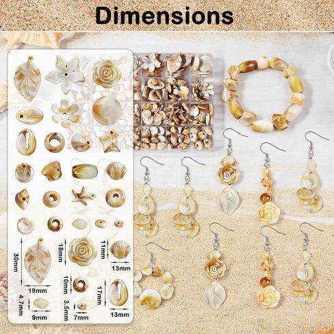 590+Pcs Ocean Beads for Bracelets Making Kit, Imitation Boho Ocean Beach Shell Bead Charms Starfish Beads Summer Sea Dangle Pendant for Jewelry Making Necklace Earring Bracelet Anklet DIY Craft in Saudi Arabia