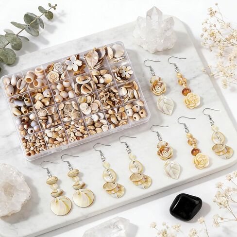 590+Pcs Ocean Beads for Bracelets Making Kit, Imitation Boho Ocean Beach Shell Bead Charms Starfish Beads Summer Sea Dangle Pendant for Jewelry Making Necklace Earring Bracelet Anklet DIY Craft in Saudi Arabia