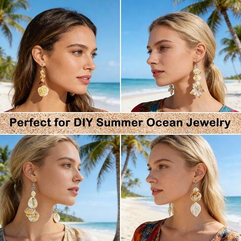 590+Pcs Ocean Beads for Bracelets Making Kit, Imitation Boho Ocean Beach Shell Bead Charms Starfish Beads Summer Sea Dangle Pendant for Jewelry Making Necklace Earring Bracelet Anklet DIY Craft in Saudi Arabia
