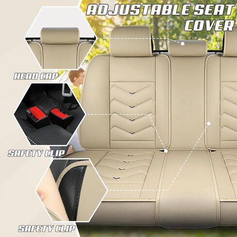 أغطية مقاعد السيارة مناسبة لسيارة Lexus rx 300 2000-2026، أغطية مقاعد رياضية أنيقة، غطاء مقعد السيارة مصنوع من جلد نابا الفاخر المقاوم للماء. (مجموعة كاملة مع وسادة/بيج) in Kuwait