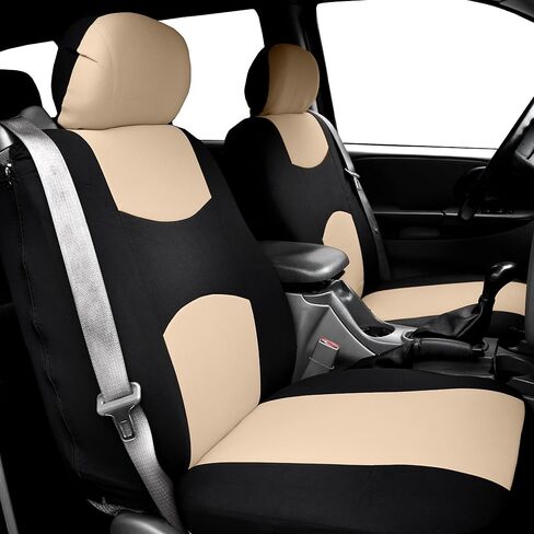 FH Group All-Purpose Built-in Seatbelt Seat Covers Full Set – Universal Fit for Cars Trucks & SUVs Beige in Kuwait
