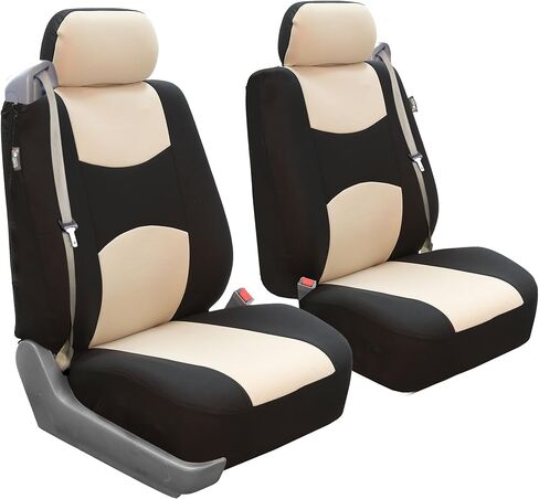 FH Group All-Purpose Built-in Seatbelt Seat Covers Full Set – Universal Fit for Cars Trucks & SUVs Beige in Kuwait