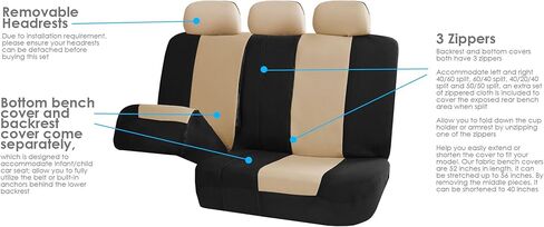 FH Group All-Purpose Built-in Seatbelt Seat Covers Full Set – Universal Fit for Cars Trucks & SUVs Beige in Kuwait