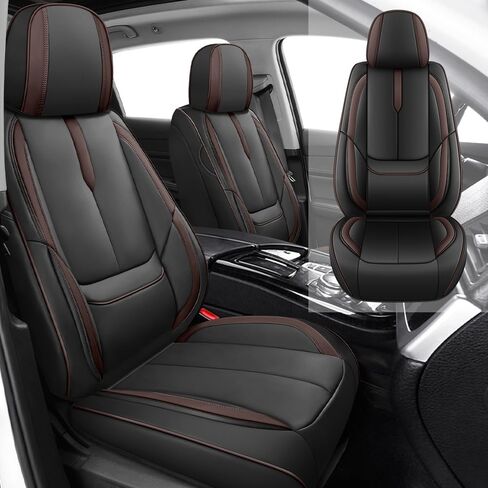 Front Seat Covers for Kia K4 2025-2026, Leather Waterproof Full Wrapped Seat Protectors Interior Sets, Airbag Compatible Seat Cover(2 Seat/Black&White) in Saudi Arabia