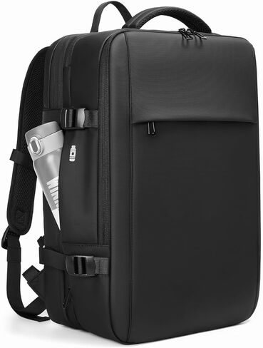 Vacuum Seal Travel Backpack 60L Expandable Air Compression System, Water Resistant Airline Approved Carry-On Suitcase Luggage, Black - Vacuum Pump Included in Saudi Arabia