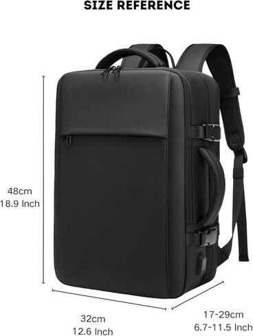 Vacuum Seal Travel Backpack 60L Expandable Air Compression System, Water Resistant Airline Approved Carry-On Suitcase Luggage, Black - Vacuum Pump Included in Saudi Arabia