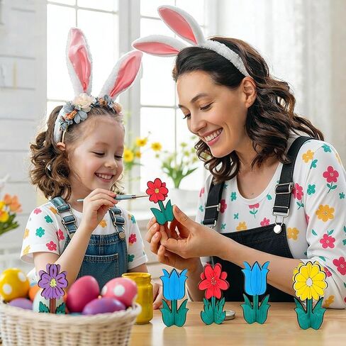 Wooden Flowers for Crafts, DIY 3D Wood Crafts Paintable Flower Craft Ornaments: Spring-Themed Slices to Paint, Unfinished Wood Cutouts for Kids & Adults Decorations​(32 Flower) in Saudi Arabia