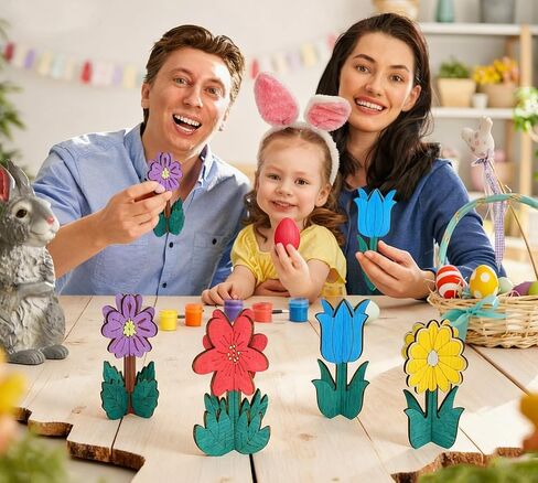 Wooden Flowers for Crafts, DIY 3D Wood Crafts Paintable Flower Craft Ornaments: Spring-Themed Slices to Paint, Unfinished Wood Cutouts for Kids & Adults Decorations​(32 Flower) in Saudi Arabia