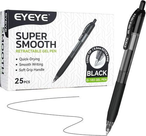 قلم جل قابل للسحب من EYEYE G-103 0.5 مم، 50 عبوة من أقلام الحبر الأزرق ذات النقاط الدقيقة للغاية سريعة الجفاف، قلم حبر جاف ذو نقاط دقيقة وأقلام كتابة ناعمة للوازم المدرسية المكتبية in Kuwait