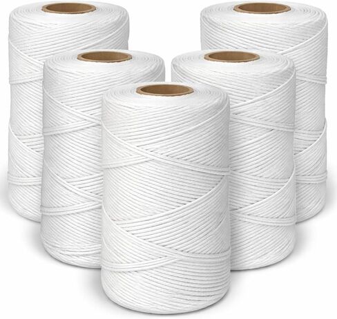 6 Pack 9-Ply Waxed Twine 160 LBS Tensile Strength 656 Feet Per Roll Polyester Wax Lacing Cord Heavy Duty Twine String Cable for Indoor Outdoor Garden Tie Down Use(White) in Kuwait