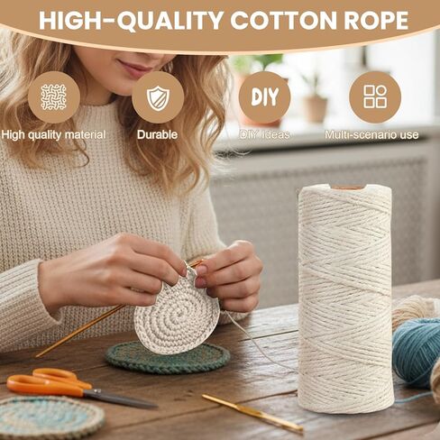 بكرة حرفية من حبل القنب المضفر لمشروعات DIY شماعات المجوهرات حزمة ديكور المنزل للأم والزوجة قطعة واحدة (أبيض فاتح) in Kuwait