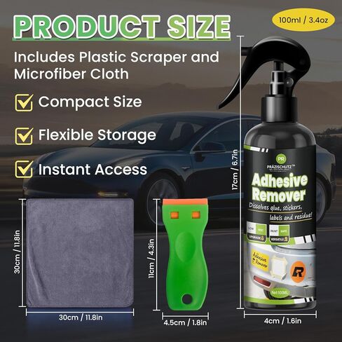 Adhesive Remover Spray for Cars – Paint Safe Formula Removes Glue, Stickers, Labels, Tape Residue, Gum & Tar, Streak-Free Cleaner for Painted, Metal, Plastic & Glass Surfaces, 100ml in Saudi Arabia