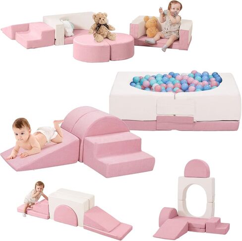 8PCS Toddler Foam Climbing Blocks, Convertible Ball Pit, Soft Foam Toddler Climbing Toys, Indoor Soft Play Equipment (Ball Not Included) in Saudi Arabia