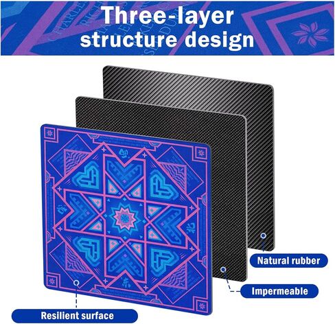 Mahjong Mat with Black Carrying Bag, 32.4 x 32.4 Inch American Mahjong Mat for Table, Non-Slip Waterproof Noise Reduction Gaming Mat for Mahjong, Board Games, Card Games and Gifts（Blue） in Saudi Arabia