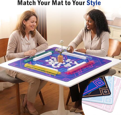 Mahjong Mat with Black Carrying Bag, 32.4 x 32.4 Inch American Mahjong Mat for Table, Non-Slip Waterproof Noise Reduction Gaming Mat for Mahjong, Board Games, Card Games and Gifts（Blue） in Saudi Arabia