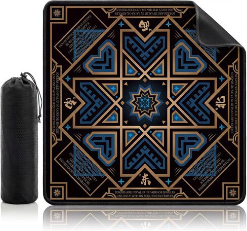 Mahjong Mat with Black Carrying Bag, 32.4 x 32.4 Inch American Mahjong Mat for Table, Non-Slip Waterproof Noise Reduction Gaming Mat for Mahjong, Board Games, Card Games and Gifts（Blue） in Saudi Arabia
