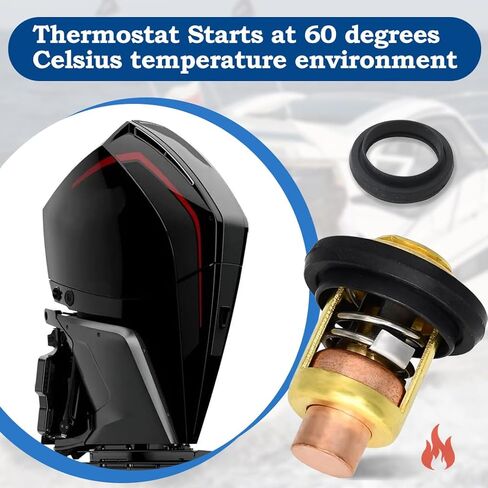 5005440 Thermostat with Gasket replacement for Johnson Evinrude Outboard Motors Boat 5-235 HP 60°C 140°F replaces 8330720 777260 0377148 in Saudi Arabia