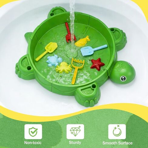 Turtle Sandbox with Lid & Beach Toys Set, 38" Kids Sandbox for Toddlers 3-8, Indoor Outdoor Sensory Play Sand Box with Cover, Summer Gift for Ages 3-8 in Saudi Arabia