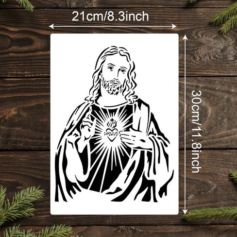 2pcs A4 Size Reusable Christians Religious Jesus Christ Painting Stencil Easter Christmas Holidays Decorate for DIY Art Craft Drawing Spraying on Wall Fabric Cloth Bag Every Surfaces in Kuwait