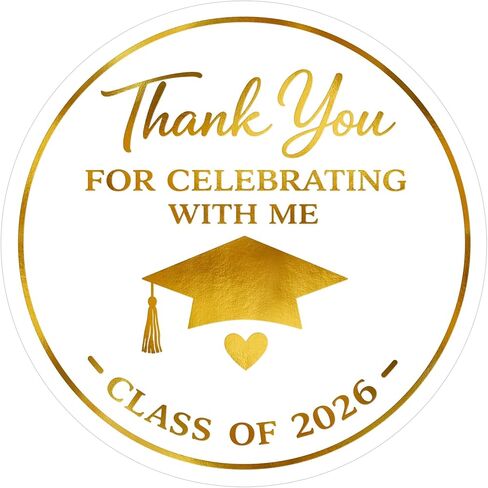 Alynta Graduation Stickers Class of 2026 Stickers 2 Inch 120Pcs Gold Foil Graduation Thank You Sticker Grad Thank You for Celebrating with Me Sticker for Envelope Seals Cards Party Favors in Saudi Arabia