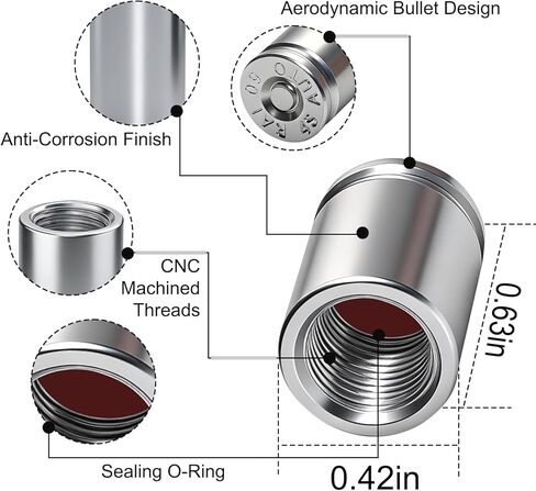 Bullet Valve Stem Caps, Aluminum Anti-Corrosion Tire Valve Caps with O-Ring Seal, Universal Fit for Cars Trucks SUVs Motorcycles Bicycles, Rust Proof TPMS Safe Screw-On Cover, 20 Pack (Black & Silver) in Saudi Arabia