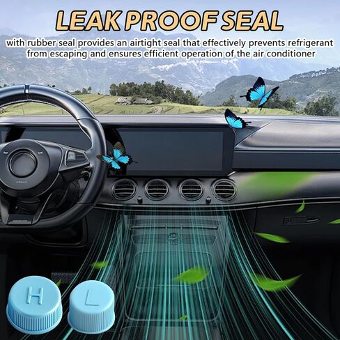 2PCS Car AC Valve Caps, R134a AC Low & High Pressure Port Covers, Leakproof Valve Cap Universal Fit for Most Vehicles, Durable Replacement for Air Conditioner Charging Port Protection (2PCS) in Saudi Arabia