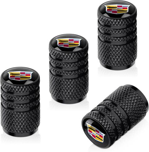 Tire Valve Stem Caps for Cadillac CT5 CT6 XT5 XT6 Metal Car Wheel Air caps Auto Valve Stem Caps Accessories 4 Pcs Black in Saudi Arabia