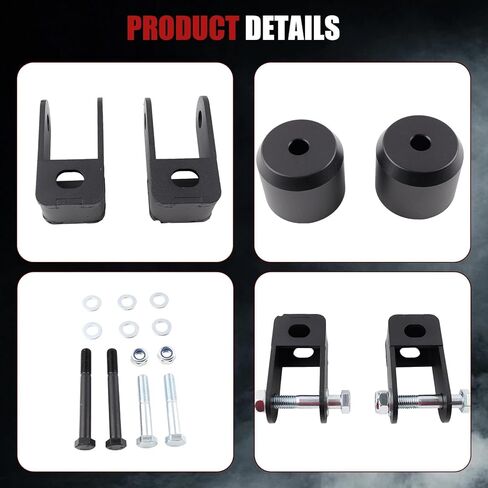 3" Front Leveling Lift Kit Fit for 2005-2023 F250 F350 Super Duty 4WD Ford 3" Front Coil Spring Spacers + Shock Extenders + Grade 10.9 High-Strength Bolts Aluminum Forged in Saudi Arabia
