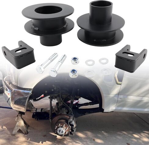 3" Front Leveling Lift Kit Fit for 2005-2023 F250 F350 Super Duty 4WD Ford 3" Front Coil Spring Spacers + Shock Extenders + Grade 10.9 High-Strength Bolts Aluminum Forged in Saudi Arabia