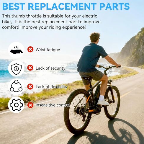 دواسة Jerbor Thumb Throttle لـ Qlife Racer/Racer 27.5/Racer Fat Tyre/Racer Plus Fat Tyre/Spark/Cityone ST/SO/2.0/Step Over 2.0/Stepover Ul Tra/Trike/Trike Plus، وحدة تحكم خنق الإبهام لدراجة Qlife الإلكترونية in Kuwait