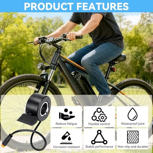 دواسة Jerbor Thumb Throttle لـ Qlife Racer/Racer 27.5/Racer Fat Tyre/Racer Plus Fat Tyre/Spark/Cityone ST/SO/2.0/Step Over 2.0/Stepover Ul Tra/Trike/Trike Plus، وحدة تحكم خنق الإبهام لدراجة Qlife الإلكترونية in Kuwait