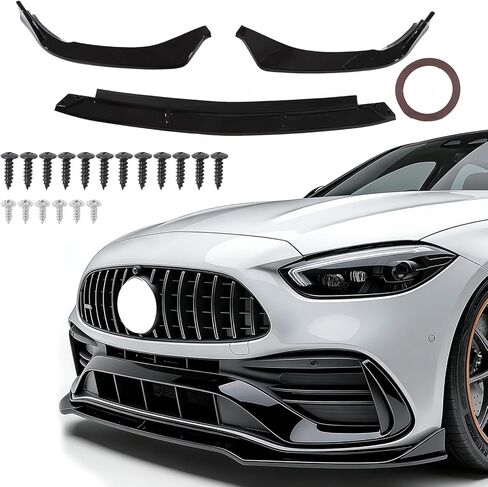 Front Bumper Lip Splitter Spoiler Compatible with Mercedes C-Class C300/C43/W206 2022-2025（AMG Line Model Only）, Gloss Black, 3pcs, in Kuwait
