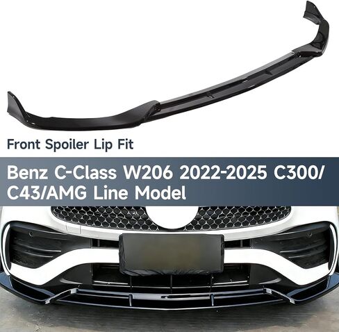 Front Bumper Lip Splitter Spoiler Compatible with Mercedes C-Class C300/C43/W206 2022-2025（AMG Line Model Only）, Gloss Black, 3pcs, in Kuwait