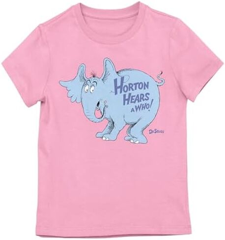 Bioworld Horton Hears A Who Horton Logo Text Youth Girl's Pink Crew Neck Short Sleeve T-Shirt in Saudi Arabia
