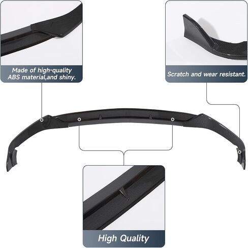 Front Bumper Lip Splitter Spoiler Compatible with Mercedes C-Class C300/C43/W206 2022-2025（AMG Line Model Only）, Carbon Fiber Painted, 3pcs, in Kuwait