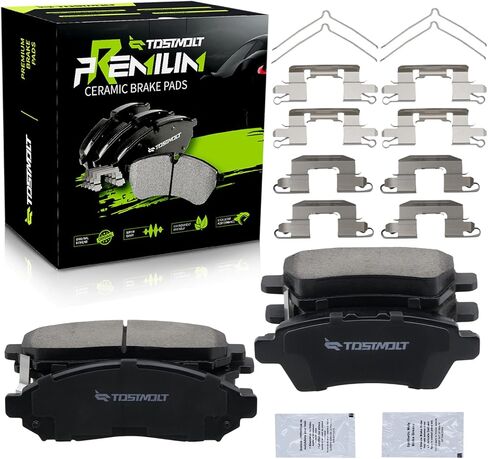 New 8pcs Complete Front+Rear Super Quiet Slotted & Shimmed Ceramic Disc Brake Pads w/Installation Hardware Kit Compatible With 05-12 Nissan Pathfinder 4.0L V6 in Saudi Arabia