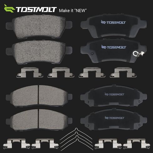 New 8pcs Complete Front+Rear Super Quiet Slotted & Shimmed Ceramic Disc Brake Pads w/Installation Hardware Kit Compatible With 05-12 Nissan Pathfinder 4.0L V6 in Saudi Arabia