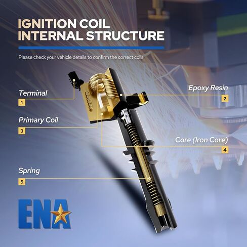 ENA Set of 4 Ignition Coil Compatible with Toyota Camry Corolla RAV4 UX200 Replacement for UF848 in Kuwait