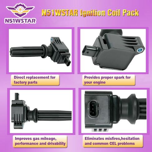 Ignition Coil Packs Set Of 4 Compatible With FORD FOCUS ST RS EDGE MUSTANG FUSION TAURUS EXPLORER JAGUAR XF XE LAND ROVER DICOVERY LR2 LINCOLN MKC MKT 2.0 2.0T 2.3T Replacement For UF670 in Kuwait