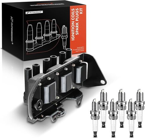 A-Premium 1x Ignition Coil Pack and 6x Iridium Spark Plugs Compatible with Hyundai Sonata 1999-2001 2005 & Kia Optima 2001 2004-2005, Magentis 2001-2006 in Kuwait