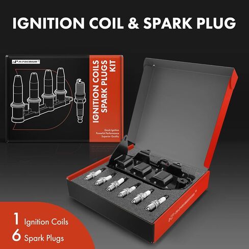 A-Premium 1x Ignition Coil Pack and 6x Iridium Spark Plugs Compatible with Hyundai Sonata 1999-2001 2005 & Kia Optima 2001 2004-2005, Magentis 2001-2006 in Kuwait