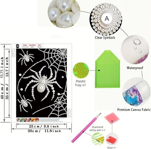 APVZARHT DIY 3D Pearl Painting Kit, Spider Design Pearl Painting for Adults and Beginners, Plastic Pearl Art Craft for Home Wall Decor 12x16 inches in Kuwait