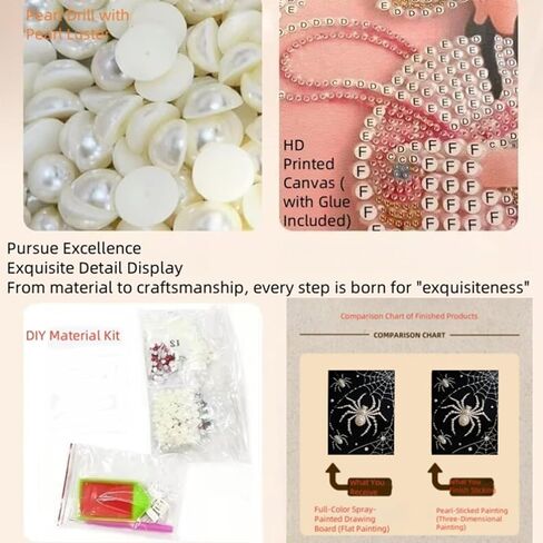 APVZARHT DIY 3D Pearl Painting Kit, Spider Design Pearl Painting for Adults and Beginners, Plastic Pearl Art Craft for Home Wall Decor 12x16 inches in Kuwait