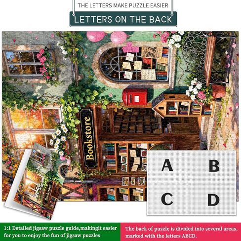 Bookstore Puzzles for Adults 1000 Pieces, Puzzles with Letters on Back, Impossible Hard Difficult Challenging, Precise Interlocking Pieces, Home Wall Decoration & Ideal Gift in Saudi Arabia