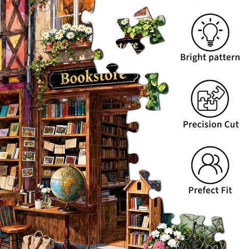 Bookstore Puzzles for Adults 1000 Pieces, Puzzles with Letters on Back, Impossible Hard Difficult Challenging, Precise Interlocking Pieces, Home Wall Decoration & Ideal Gift in Saudi Arabia