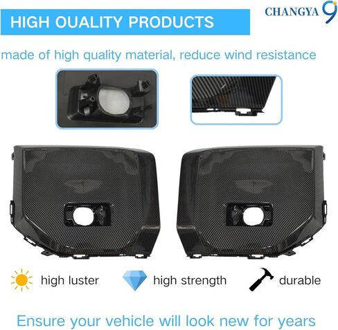 Carbon Fibre Style Front Bumper Foglight Guard Plate Fit For Toyota Land Cruiser Prado 2024-25 J250 LC250,Pair Fog Lamp Panel Bezel Cover Replace For Prado,Without Holes L+R (1 Pair) PD24E03 in Saudi Arabia