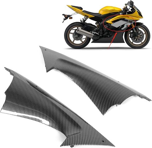 2pcs Fairing Air Deflectors, Frame Fairing Cover, Carbon Fiber Style Side Air Duct Cover Insert Part Insert Fit for YZF R6 2008‑2016 in Kuwait